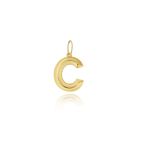 9ct Yellow Gold Initial Pendant C 11.7X13.8mm